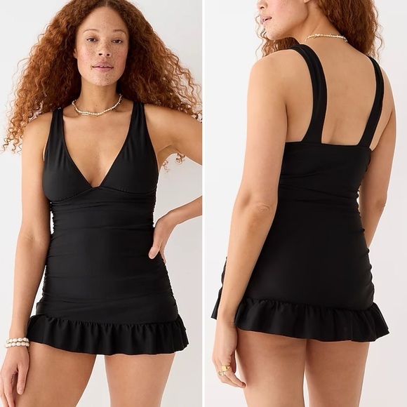 J. Crew NWT‎ Ruched V Neck Swim Dress 20 Fuchsia hot pink one piece skirt modest - Picture 7 of 8